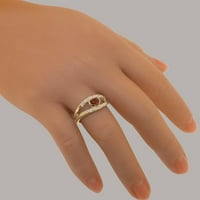 Britanci izrađeni 14k ružičarski zlatni prirodni granit i kultivirani biserni ženski prsten - veličine