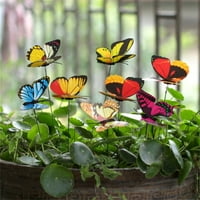 Ulozi za leptir na otvorenom dvorište sa platnom cvijetom krevet vrtni dekor, leptiri na metalnom žicu, bajkovni vrtni dodaci vrtlarnim poklonima, pad dekora
