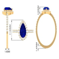 Žene 1. CT kruška laboratorija stvorena plava safir Vintage inspirirani prsten sa dijamantskim naglaskom,