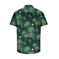 TOQOT muške havajske košulje - ležerne tiskane ovratnik odmora za odmor kratki rukav muški majice zelena