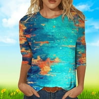 Jesen Zimske ženske ležerne majice Modna žena Okrugli vrat 3 4Sleeve majica Jesenska bluza Blue XL