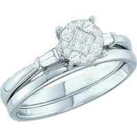 DazzlingRock kolekcija 0. Carat 14K bijeli dijamantni zaručni prsten Soliel mladenka Set CT, bijelo