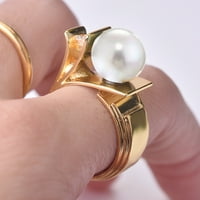 Gledest breze Žene Fau Pearl Rhinestone Inlaid prsten za prste vjenčani nakit nakit, Fau Pearl, rinestone bijeli