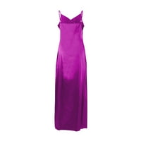 Ženske haljine Duljina čvrstog gležnja maxi bez rukava Ležerna haljina V-izrez Purple XL