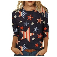 Majice rukava Tee za žene plus veličine Ljeto Američka zastava Patriotske tuničke vrhove casual 4. jula