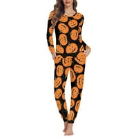 PZUQIU Dvije pidžame za žene veličine 5xl jezive bundeve Termal Duksevi salon za salon, Halloween Holiday