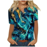 Ljetne ženske košulje Žensko novo dugme V-izrez Moda Print Kratki rukav Retro Print Majica Casual Majice