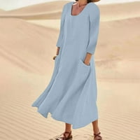 Ženska ljetna casual majica haljina s kratkim rukavima s džepovima