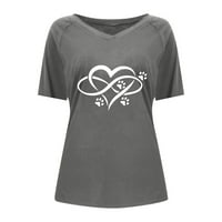 Ženski vrhovi V-izrez Ženska bluza Ležerne prilike za ispisane majice Skraćeno rukav ljetni sivi s