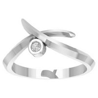 Araiya 14k bijeli zlatni dijamantni bajpasti prsten, veličine 7.5