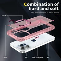 Magnetic za iPhone, zaštitu od pada vojne ocjene, kompatibilan sa magsafe, tankom zaštitnom prozirnom futrolom matte telefona za iPhone 14, ružičasti