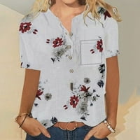 Košulje za žensko dugme Down Henley Pamuk posteljina seksi ljetni vrhovi za žene čišćenje labavih fit
