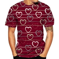 Muške vježbe za vježbanje Love Heart tiskani O-izrez kratki rukav modni slobodno vrijeme Sports Valentine Cotton Tee Svakodnevno nosite bluzu za teretanu
