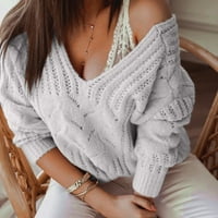Vedolay Fall džemperi za žene predimenzionirani džemperi za žene Crewneck dugih rukava Pleteni džemper,