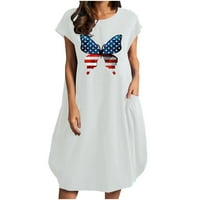 Xihbxyly Plus Veličina Summer Haljina za žene Neovisnosti Dress za žene 4. jula Haljina sa džepovima