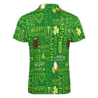 Košulje za muškarce T majice Muške St Patricks Day Modni casual 3D digitalni tisak Majica kratkih rukava Top košulja pod pilingom Muški dugi rukavi Green XXL