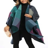 Ženska boja blok šal plus veličina kardigan poncho ogrtač otvoreni prednji zimski džemper