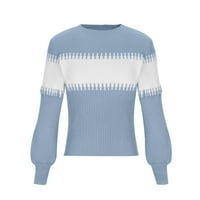 Žene plus veličina Ženska modna rukava Okrugli izrez Boja podudaranja labavih vrhova bluza pletena džemper