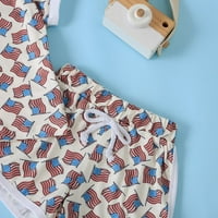 Dječja odjeća Američka nezavisnost Dan zastava Štampano okruglo vrat Kratki rukav Top + tiskani kratke