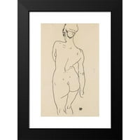 Egon Schiele Crni moderni uokvireni muzej umjetnički print pod nazivom - Ženska leđa
