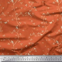 Siamoi Crepe svilene tkanine grane, lišće i ptice za štampanje tkanine sa dvorištem širom