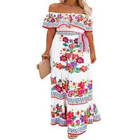 Abtel Ladies Maxi haljine sa ramena duga haljina labava ljeto plaža za žene Bohemian Travel Cvjetni