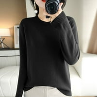 Ženski dugih rukava pleteni džemper okrugli vrat labavi tanki vrh