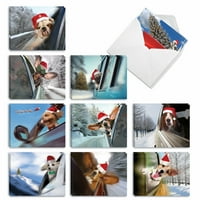 Vesele božićne čestitke - odmor - Holiday Doggie u prozoru Sretan Božić AM6481XSG-B2X10