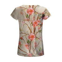 Leylayray ženske vrhove ženske modne ležerne tiskane majice s kratkim rukavima, ružičaste s