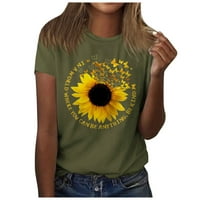 Ženski vrhovi Dressy Case Casual scrovna rukava Cvjetni print Sunflower o-vrat The Majica