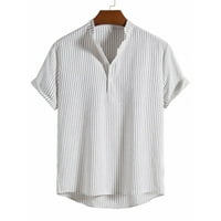Labakihah majica za muškarce Muškarci Summer Print Top košulja Collar Pamuk i posteljina Moda TOP Ležerne