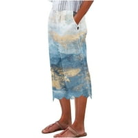 Utoimkio Cleaniance Yoga hlače za žene Ljetni modni ležerni džep za ispis obrezane hlače lregetarne čipke ravno hlače za noge