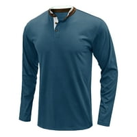 Muška pulover dugih rukava Dugme Henley Neck Solidac Basic T Majica Modni casual vrhovi Bluze