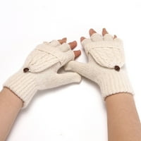 Meke flahuftne rukavice Muške žene zimska modna gumba čvrstog u boji Flip slatka dvostruka upotreba toplim polovica rukavica