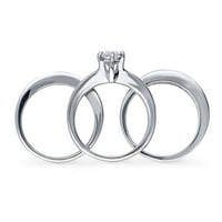 Sterling Srebrna pasijans vjenčani prstenovi za prstenje 1. karata Marquise Cut Cubic cirkonia CZ Izjava za žene, rodijumske veličine 7