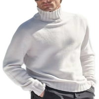 Glonme pusti pleteni džemperi za muške modne partijske džemper casual pulover sa visokim vratom bijeli