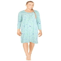 Ženska pamučna mješavina s dugim rukavima spavaćice za spavanje za spavanje meko pladža haljina na noćnim