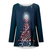Ženska božićna dukserica Crewneck Funny Christmas Grafičke tiskane majice Xmas Pulover Tunic Top