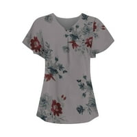 Bazyrey Womens Ljetni vrhovi polka dot ispisana bluza Henley casual cvjetni rukavac s kratkim rukavima