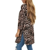 Modne žene Leopard Print s dugih rukava Cardigani bluze labavi vrhovi kaput