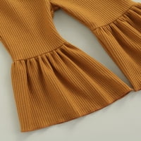 Wybzd Dječje djevojke jesen casual rebra pletene pantalone Solidne boje elastične struke široke ruffle