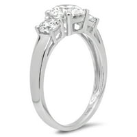 1. CT okrugli rezan originalni kultivirani dijamant VS1-VS I-J 18K bijelo zlato Tro-kamena Obećaj vjenčanja
