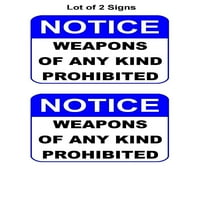 Brojač Obavijest o oružju bilo koje vrste zabranjeno je laminiranim znakom