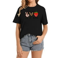 Mir Love Strawberry Voće farmer Slatki Strawberr Ljetni vrhovi za žene, grafički ispis majica kratkih