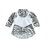 Listenwind Toddler novorođenčad Dječja djevojka Slatka haljina odijela Zebra Stripes košulja s dugim rukavima + prsluk poprečni kaiš