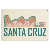 Santa Cruz, Kalifornija, Skyline, Retro, Retour Birch Wood Wall znak