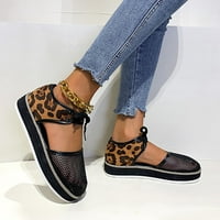 OAVQHLG3B Ženske cipele Casual okruglog prstiju modni gležnjače Leopard rezač za ispis Lagane mrežice Mish Sandale za petu
