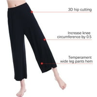 Široke pantalone za noge za žene labave joge crne veličine l