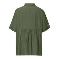 Modne žene Ljetne majice kratkih rukava s majicama s punim V-izrezom ležerna bluza Green M