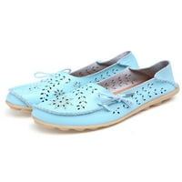 Dame Loafers šuplje ležerne cipele na stambenima Žene Neklizajućki medicinske cipele Ženska kožna svijetlo plava 5